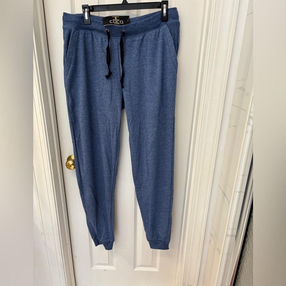 Blue Jogger Pants with Black Drawstring